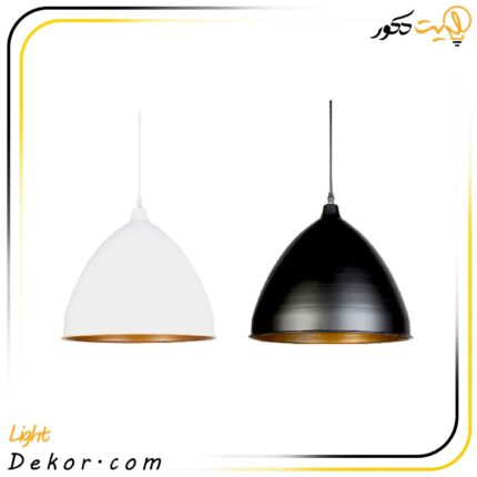 چراغ-آویز-کاسه-ای-تزیینی-کد-109-مشکی-سفید